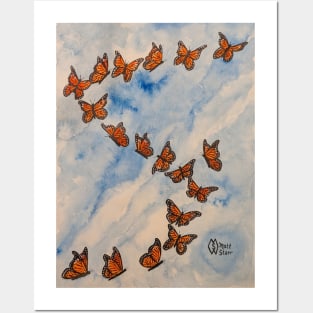 Flight of the monarch butterfly Posters and Art